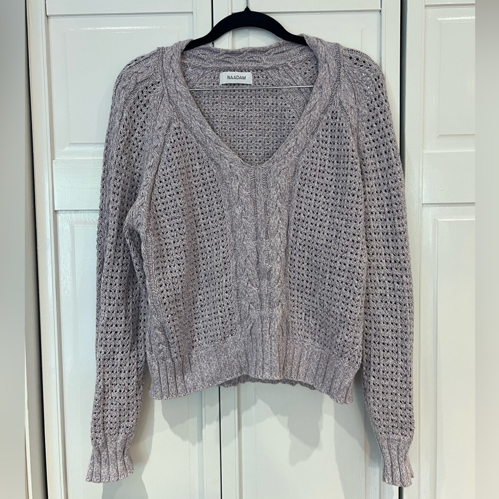 EUC Naadam Cashmere Cotton Blend Chunky Knit Pullover Sweater